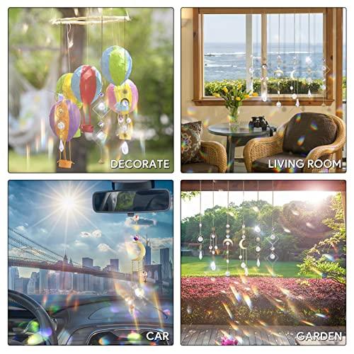 Produktbild Alopini 6 Stück Sonnenfänger Kristall Fenster Hanging Windspiel Regenbogen Sonnen Mond Anhänger Ornament