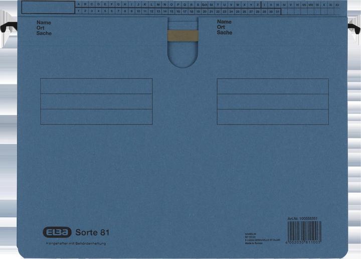Image du produit Elba Dossier suspendu type 81, pliage en cavalier dépassant, bleu Carton Manila 250 g-qm, rail de (A4, 1 x)