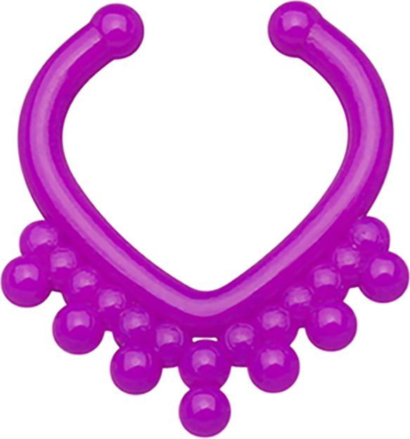 Star Piercing Fake Septum mit Kugel in Dreiecksform violett