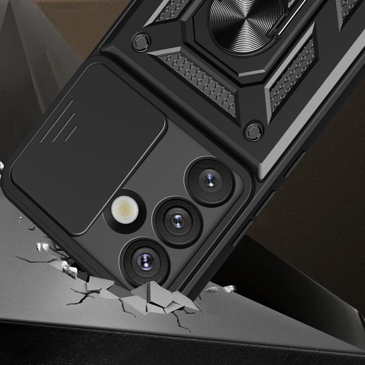 Produktbild Hurtel Hybrid Armor Camshield mit Ständer und Kameraabdeckung für Nothing Phone (3a) Pro 5G - Schwarz (Nothing Phone (3a) Pro)