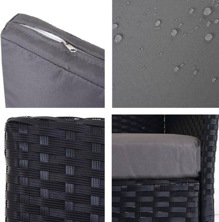 Produktbild Swisshandel24 Poly-Rattan Gartenbank Halden, Sitzbank Bank - anthrazit, Kissen anthrazit