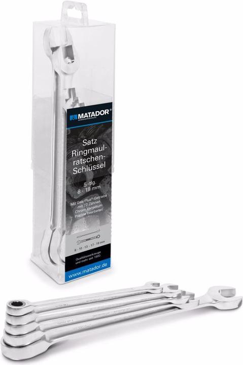 Actual product image Matador Ratchet combination wrench set 5 pcs. 8 - 19 mm (8 mm, 10 mm, 13 mm, 17 mm, 19 mm)