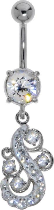 Image du produit Bijouteria Piercing nombril (Cristallin, Laiton rhodié, Zircone, Acier chirurgical 316L)