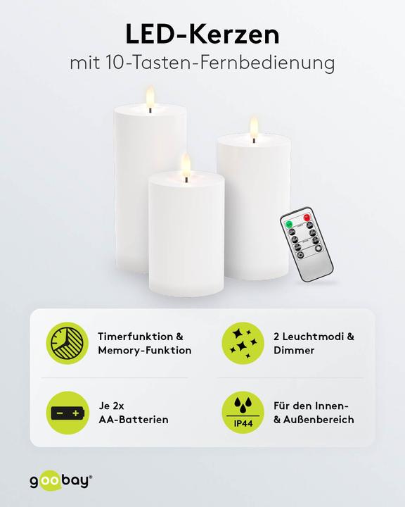 Produktbild Goobay 3er-Set LED-Kerzen (3 x)