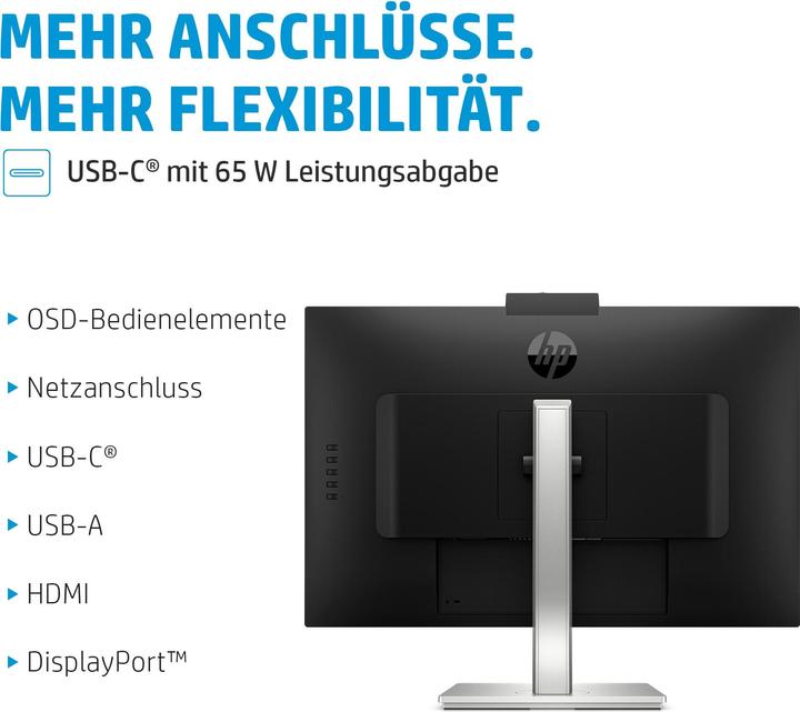 Actual product image HP M27 Webcam Monitor 68.58cm (27" ) (Full HD, IPS, 5ms, HDMI, DisplayPort, USB, 75Hz) (Energy Cl... (1920 x 1080 pixels, 27")