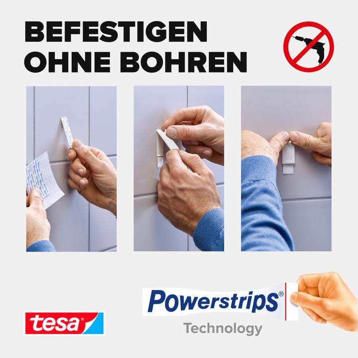 Produktbild tesa Klebenagel für Fliesen & Metall, 2kg Halteleistung, spurlos ablösbar & wiederverwendbar