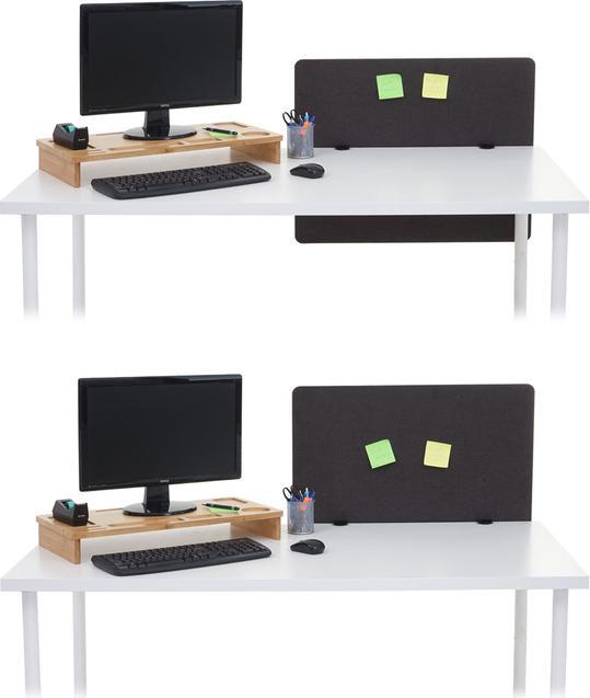 Produktbild Mendler Akustik-Tischtrennwand, Büro-Sichtschutz Schreibtisch Pinnwand, doppelwandig Stoff/Textil - 75x60cm