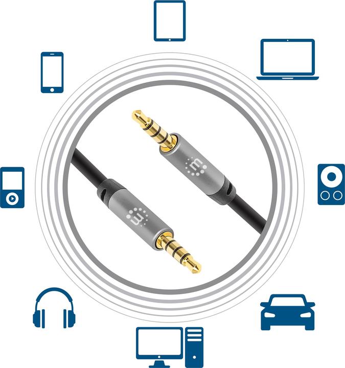 Immagine prodotto Manhattan Cavo audio Spina jack Aux (3 m, Connettore da 3,5 mm (AUX))