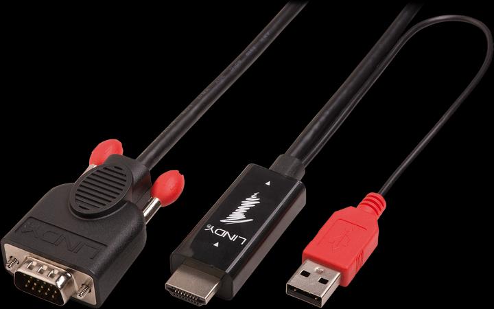 Lindy HDMI (Typ A) — VGA (2 m, VGA, HDMI)