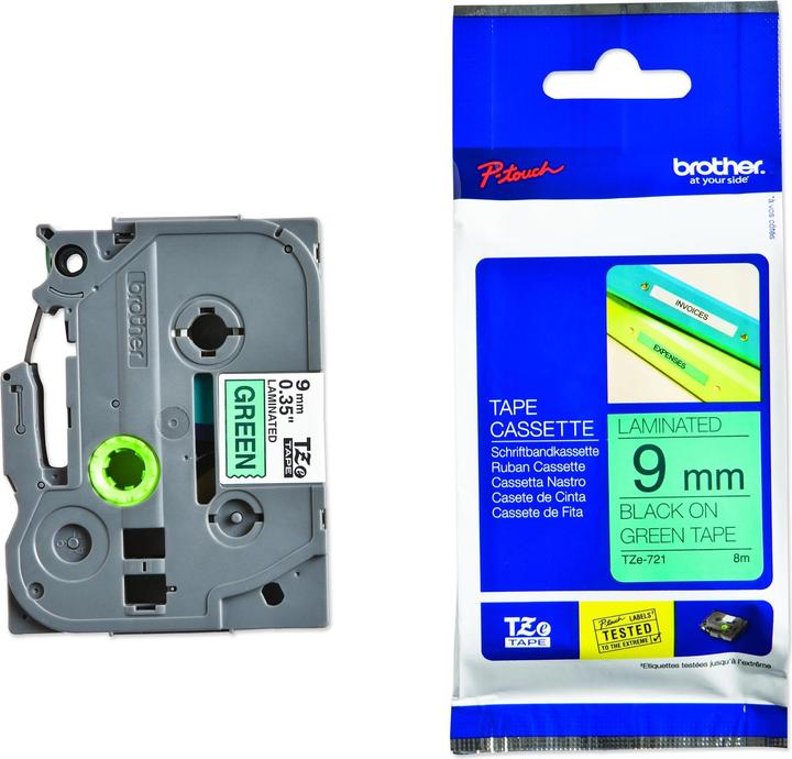 Produktbild Brother Tze-721 (0.90 cm, Grün, Schwarz)