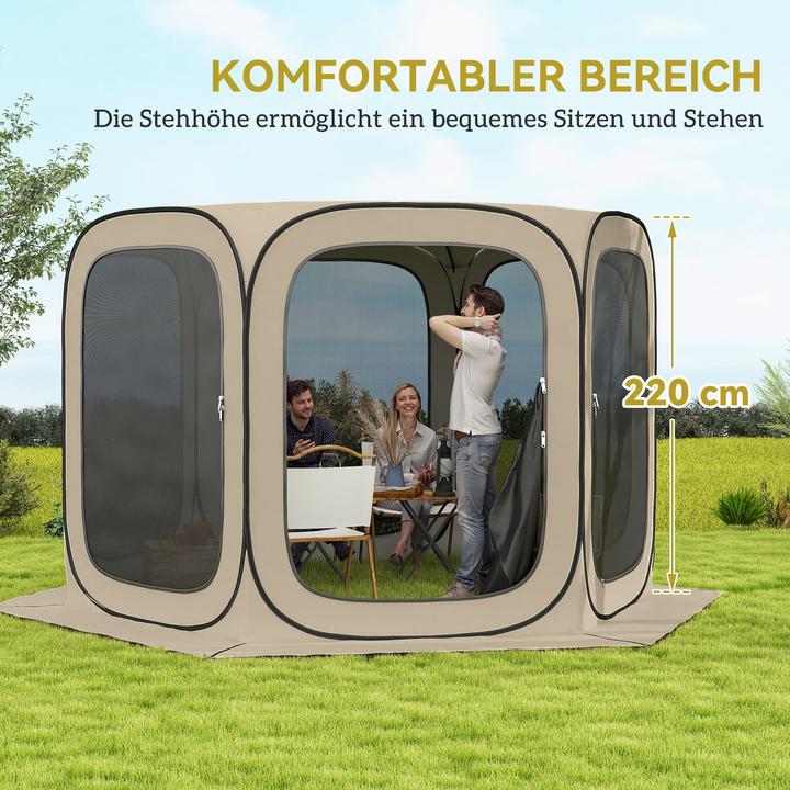 Produktbild Outsunny Campingzelt Oxfordstoff, Stahldraht Khaki (Wurfzelt, 6 Personen)