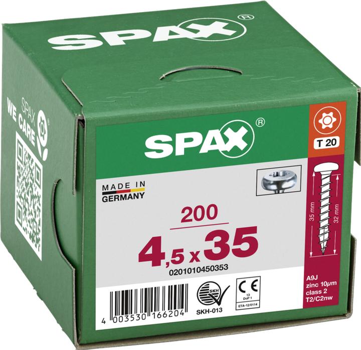 Immagine prodotto Spax Vite per pannelli di truciolato, Torx, testa cilindrica, dimensione 4,5 x 35 mm (200 Viti per pezzo)