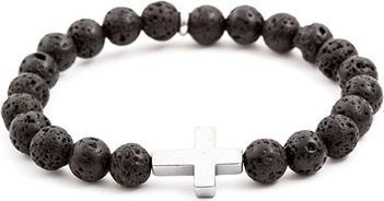 Beneto Beaded bracelet made of lava stone and hematite MINK61 - Length: 17 cm (17 cm, Hematite, Lava Stein)