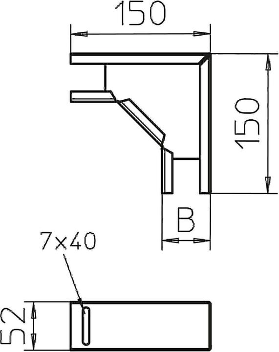 Actual product image OBO Bettermann OBO LTS B DD 90 degree bend 50x50mm for luminaire support rail