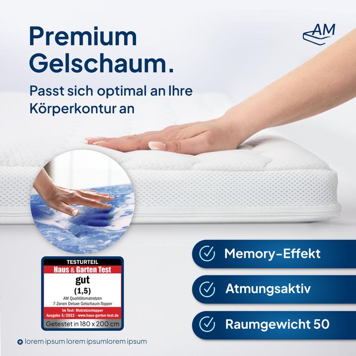 Produktbild AM Qualitätsmatratzen 7-Zonen Deluxe Gelschaum (160 x 220 cm)