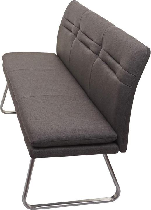 Produktbild Swisshandel24 Sitzbank, Esszimmerbank Bank Polsterbank, Rückenlehne Stoff/Textil Edelstahl gebürstet - grau-braun (160 cm)