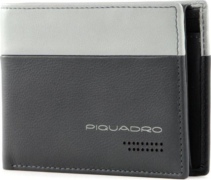 Actual product image Piquadro Urban, Leather Wallet, Coin Holder, Black, Gray, For Men