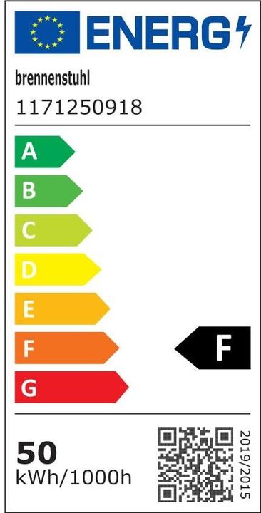 Label énergétique Brennenstuhl Projecteur à LED JARO 5050 P (50W, 4400lm, 6500K, IP54, projecteur à LED d'extérieur à montage (4400 lm)