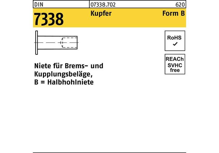 Produktbild Niete DIN 7338 Form B B 3 x 8 Kupfer