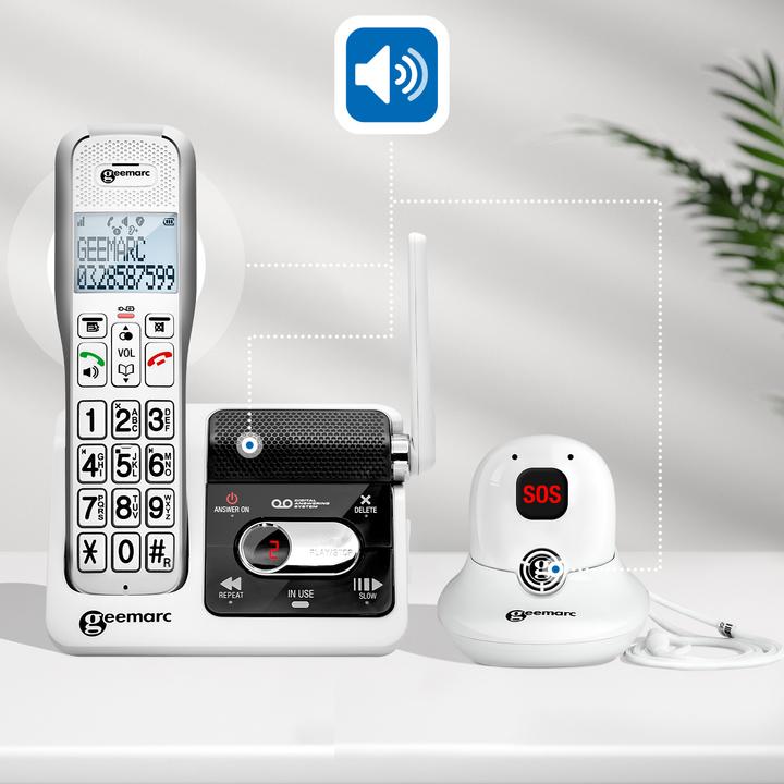 Produktbild Geemarc AMPLIDECT 595 SOS-PRO Schnurl. Notruftelefon- mit Notruf-DECT Anhänger