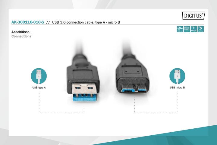 Immagine prodotto Digitus USB A – USB micro B (1 m, USB 3.0)