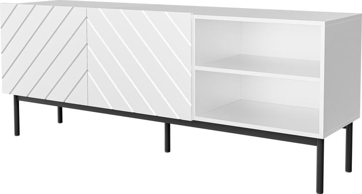 Produktbild Cama ABETO RTV Schrank auf schwarzem Stahlrahmen 150x42x60 cm weiss/weiss glänzend (150 x 42 x 60 cm)