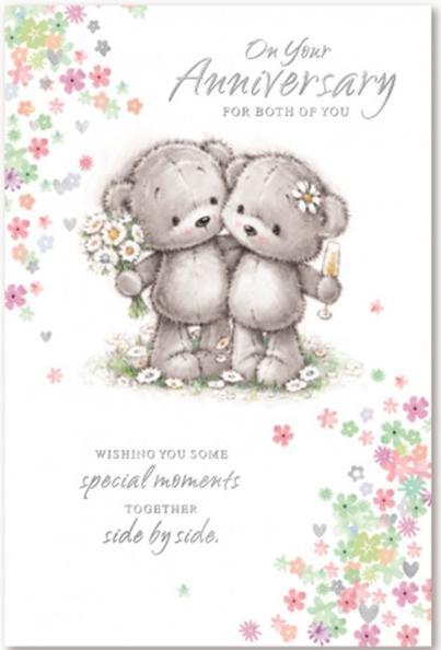 Actual product image Simon Elvin Cute Teddy Bear Anniversary Greetings Card (Pack of 6) (6 x)