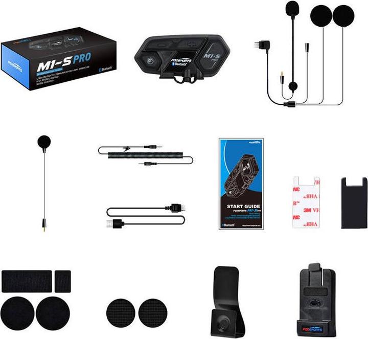 Actual product image Fodsports M1-S Pro motorbike intercom (black)