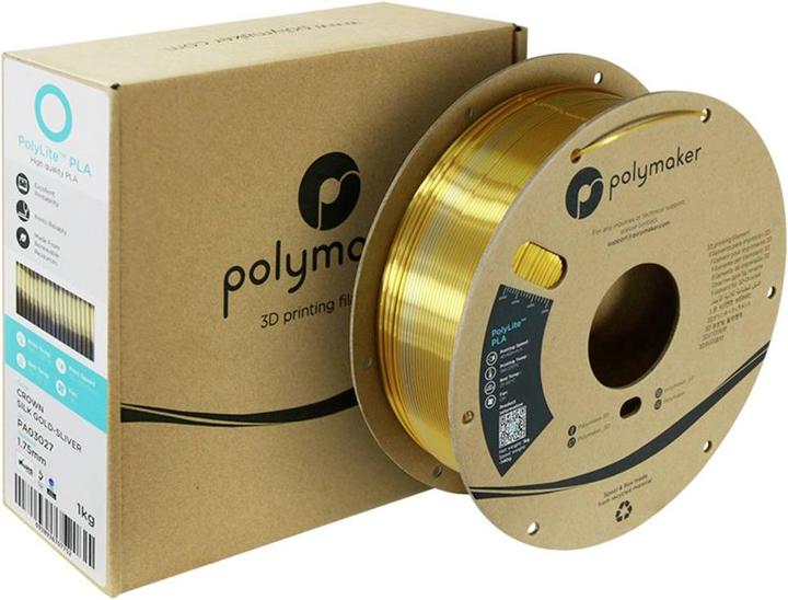 Actual product image Polymaker PA03027 Dual Silk Filament PLA Silk Multicoloured, Silky glossy 1.75mm 1000g Crown, Gold (PLA, 1.75 mm, 1000 g, Multicoloured)
