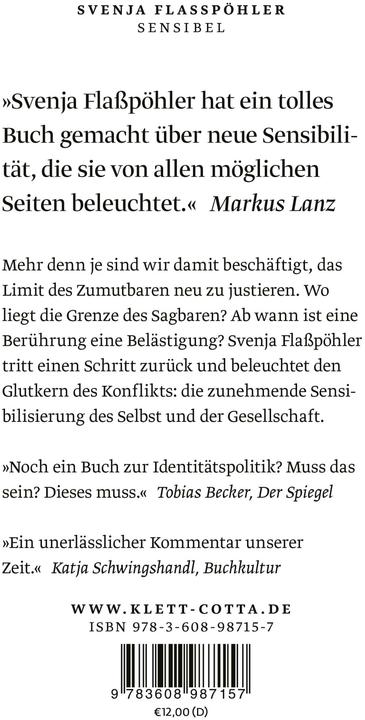 Produktbild Sensibel (Deutsch, Svenja Flaßpöhler, 2023)
