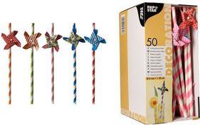 Actual product image Papstar Paper drinking straws "Windmill", 200 mm, coloured made of paper, length: 200 mm, diameter: 6 mm (50 x)