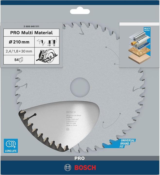 Produktbild Bosch Professional Zubehör PRO Multi Material Kreissägeblatt, 210 x 2,4 x 30 mm