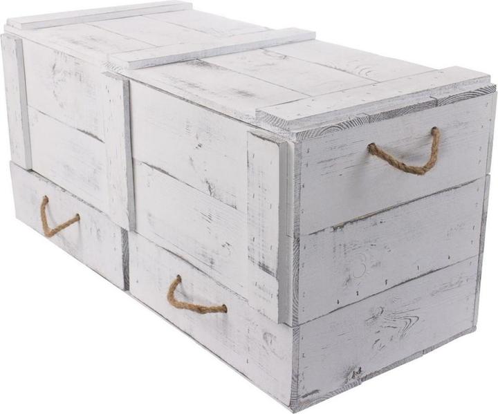 Produktbild Holz Zollhaus Truhe Vintage Shabby Weiss, 85 x 42 cm (42 x 85 x 12 cm, 137.51 l)