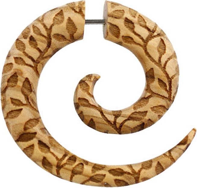 Immagine prodotto Star Piercing Fake Spirale geschnitzt Blätter aus Olivenholz (senza ottone, Organico)