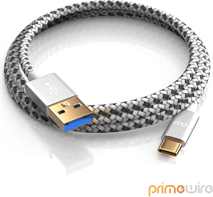 Produktbild Primewire USB-C 3.1 Kabel, USB Typ C zu Typ A, Datenkabel, Ladekabel, Nylonmantel, bidirektional, Geschirmt (2 m, USB 3.1)