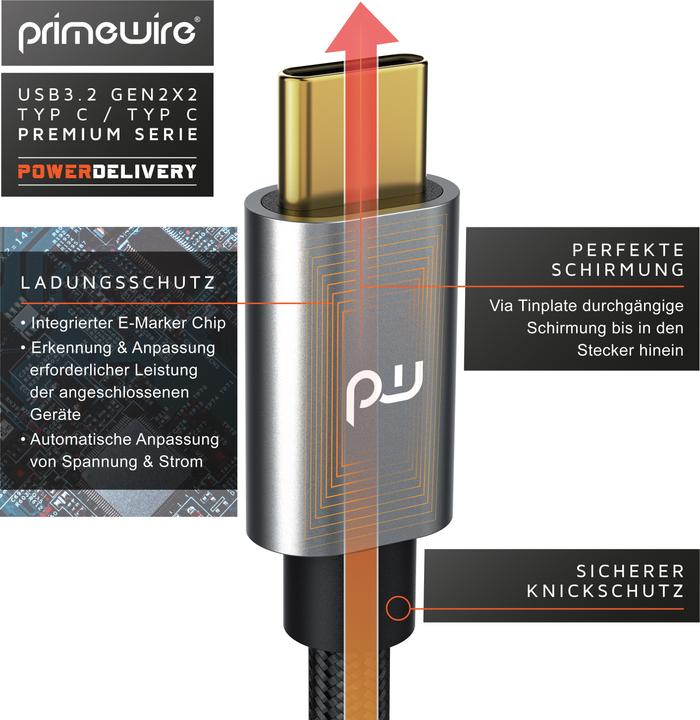 Produktbild Primewire USB C — USB C (1 m, USB 3.2, 100 W)