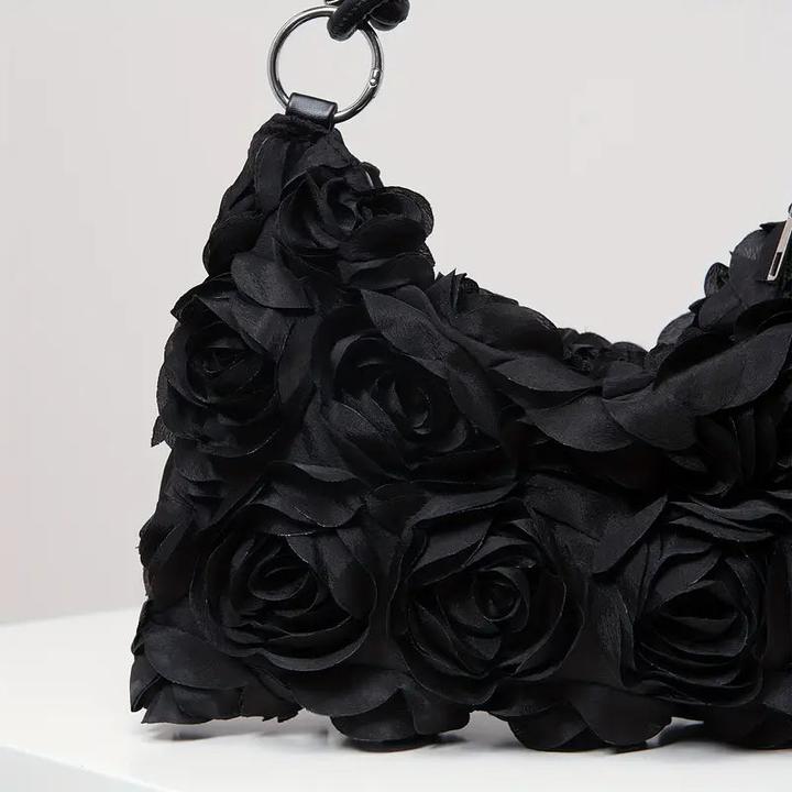 Actual product image Only-Bags.Store Elegante Rose Floral Umhängetasche - verstellbarer Riemen, Reissverschluss, Polyester, perfekt für