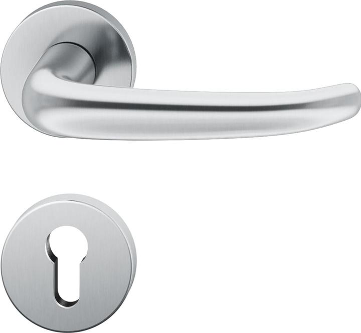 Actual product image FSB Lever handle set 12 1023 ASL on rose PZ, matt stainless steel (Door set)