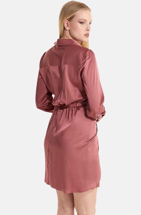 Actual product image Guess Kleider Langärmliges Hemdkleid Alya mit durchgehender Knopfleiste in glänzender Optik (XS)