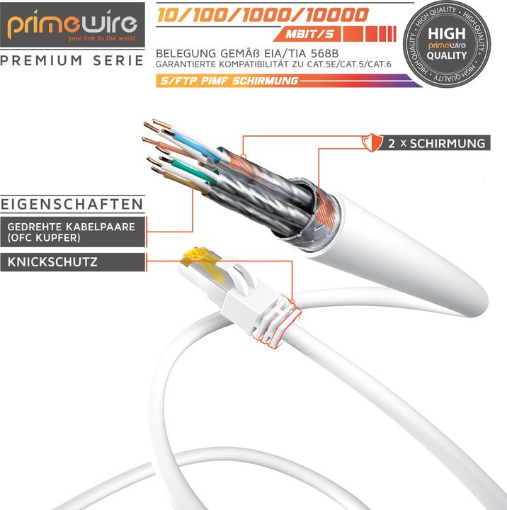 Immagine prodotto Primewire Cavo di rete CAT.7 - cavo Ethernet Gigabit Lan RJ45 - 10 Gbit/s - cavo patch - comp. CAT.6 CAT.8 (S/FTP, PiMF, CAT7, 10 m)