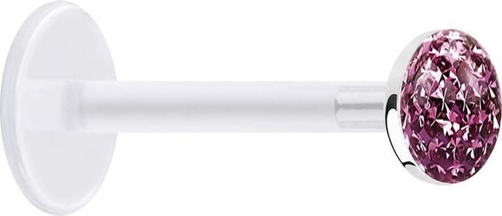 Immagine prodotto Star Piercing Micro Labret trasparente con disco di cristallo strato protettivo epossidico viola chiaro (Bioflex, senza ottone, Argento 925)