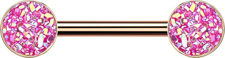 Immagine prodotto Star Piercing Barbell rosegold mit Druse Stein pink (senza ottone, Acciaio chirurgico 316L)