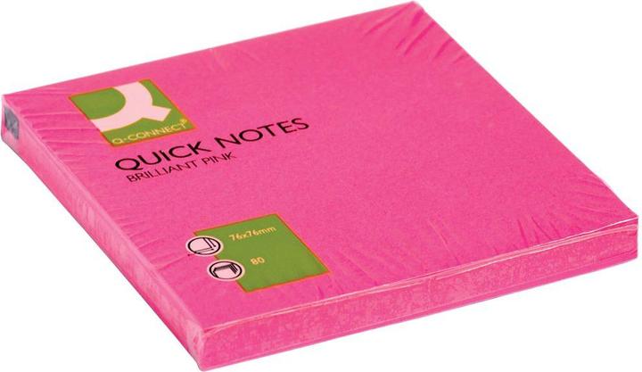 Image du produit Q-Connect Bloc-notes repositionnables 75x75 mm 80 feuilles rose fluo (75 x 75 mm)