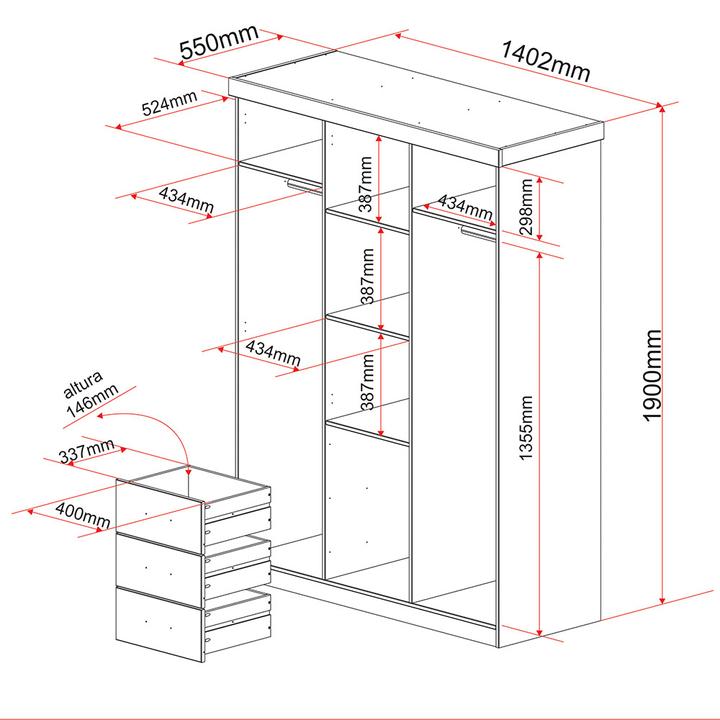 Actual product image Inter Link Geraldo (140 x 190 x 55 cm)