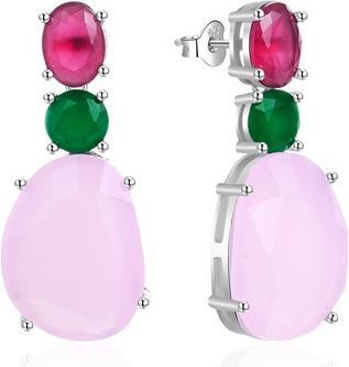 Agato Silver Dangle Earrings With Colored Glass Agt-E014pc