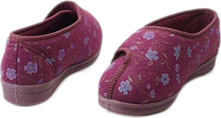Actual product image Comfylux Davina Slippers With Velcro And Floral Pattern Extra Wide Fit (41)
