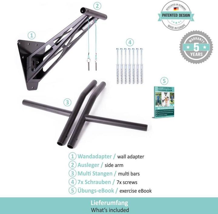 Immagine prodotto Pullup & Dip Klimmzugstange und Dip Stange fr Wandmontage an Innen- und Auenwand, weltweit einzigartig