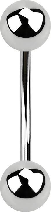 Star Piercing Micro Banane silber mit zwei Kugeln (Chirurgenstahl 316L)