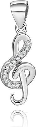 Beneto Silver pendant with zircons Treble clef AGH591 (L)