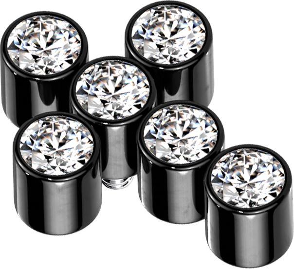 Star Piercing Dermal Anchor schwarz Kreuz sechs Kristalle silber (ohne Messing, Titan G23)